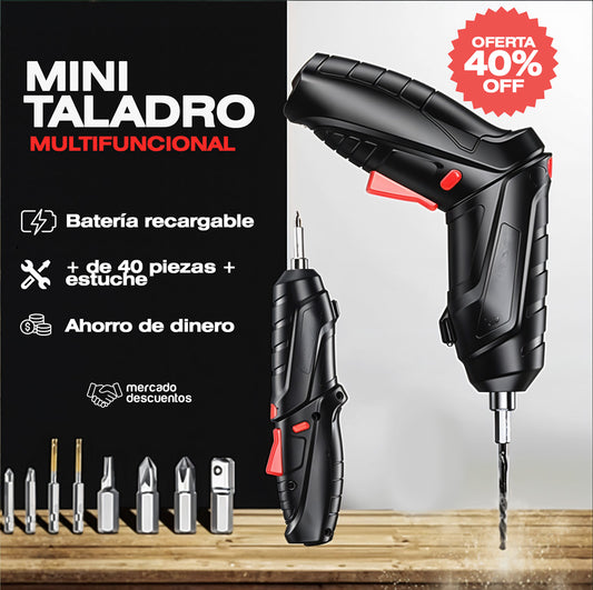 MINI TALADRO MULTIFUNCIONAL INALÁMBRICO (+40 PIEZAS)